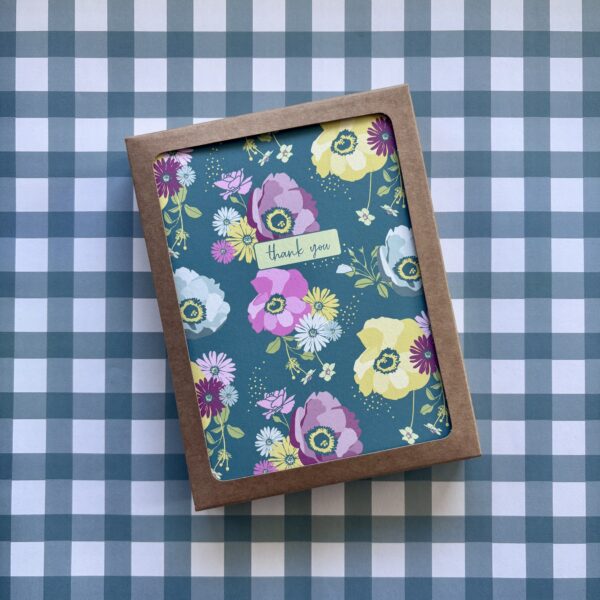 Teal Floral Thank You Cards 8-Pack