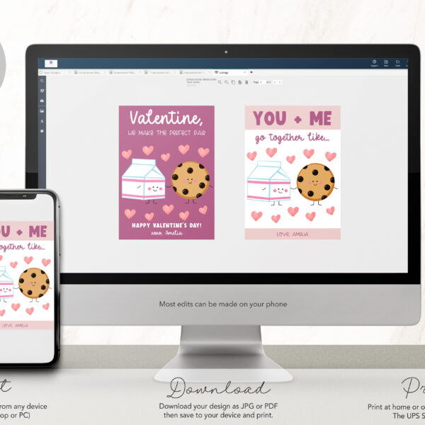Milk and Cookie Valentine Card – EDITABLE TEMPLATE