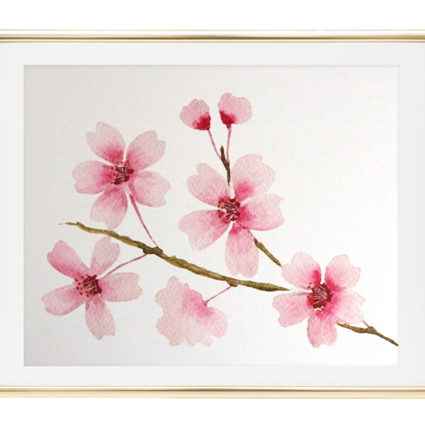 Watercolor Cherry Blossom Branch Art Print
