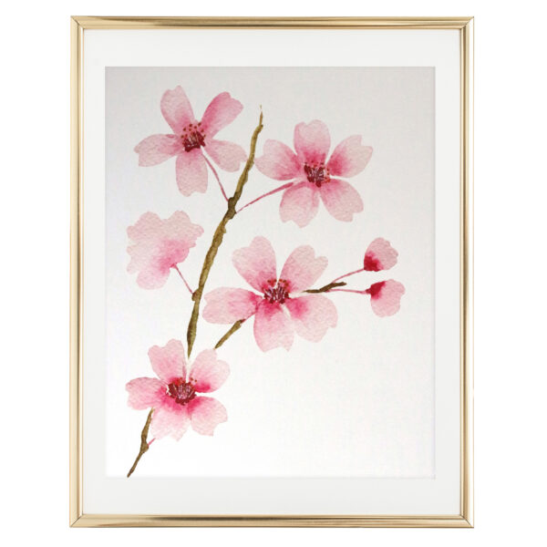 Watercolor Cherry Blossom Branch Art Print