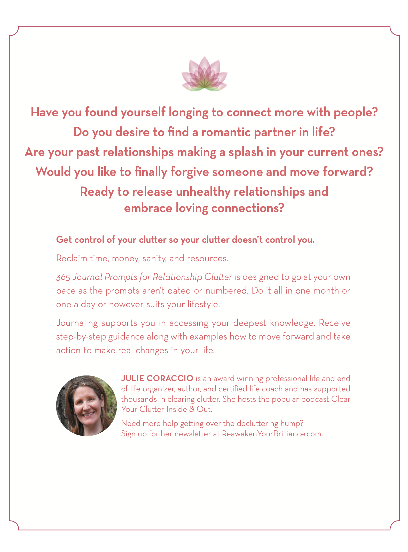 Got Clutter? 365 Journal Prompts to Clear Relationship Clutter Back Cover