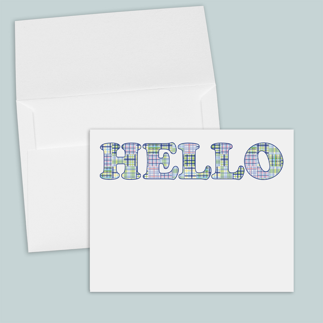 Madras Plaid Note Cards | Boxed Stationery | Set of 12 - Image 6