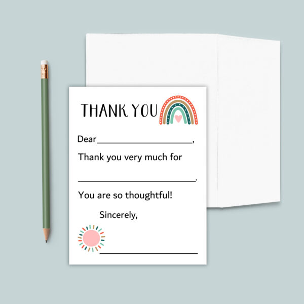 Books Thank You Cards for Kids | Fill-in-the-Blank Notes