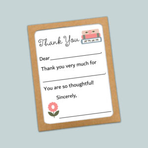 Book Lover thank you note card for kids