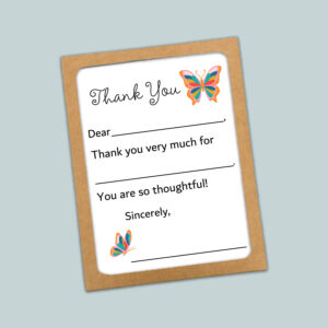 butterfly thank you note card