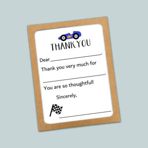 race car thank you card