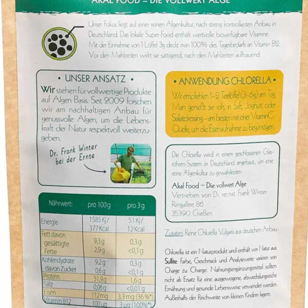 Algen Markt Chlorella Powder – Glass Tube Grown – 100 grams