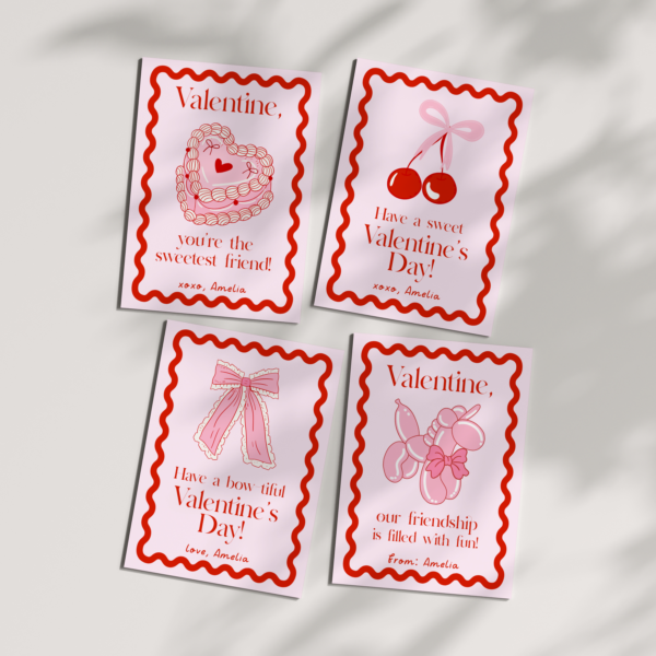 Coquette Valentine Cards – EDITABLE TEMPLATE