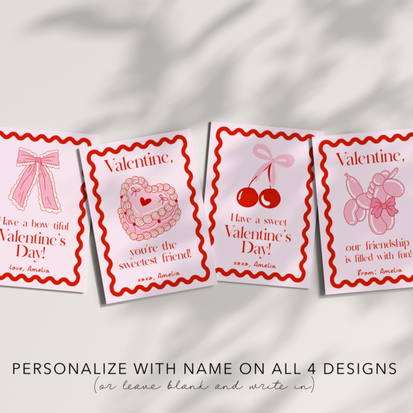 Coquette Valentine Cards – EDITABLE TEMPLATE