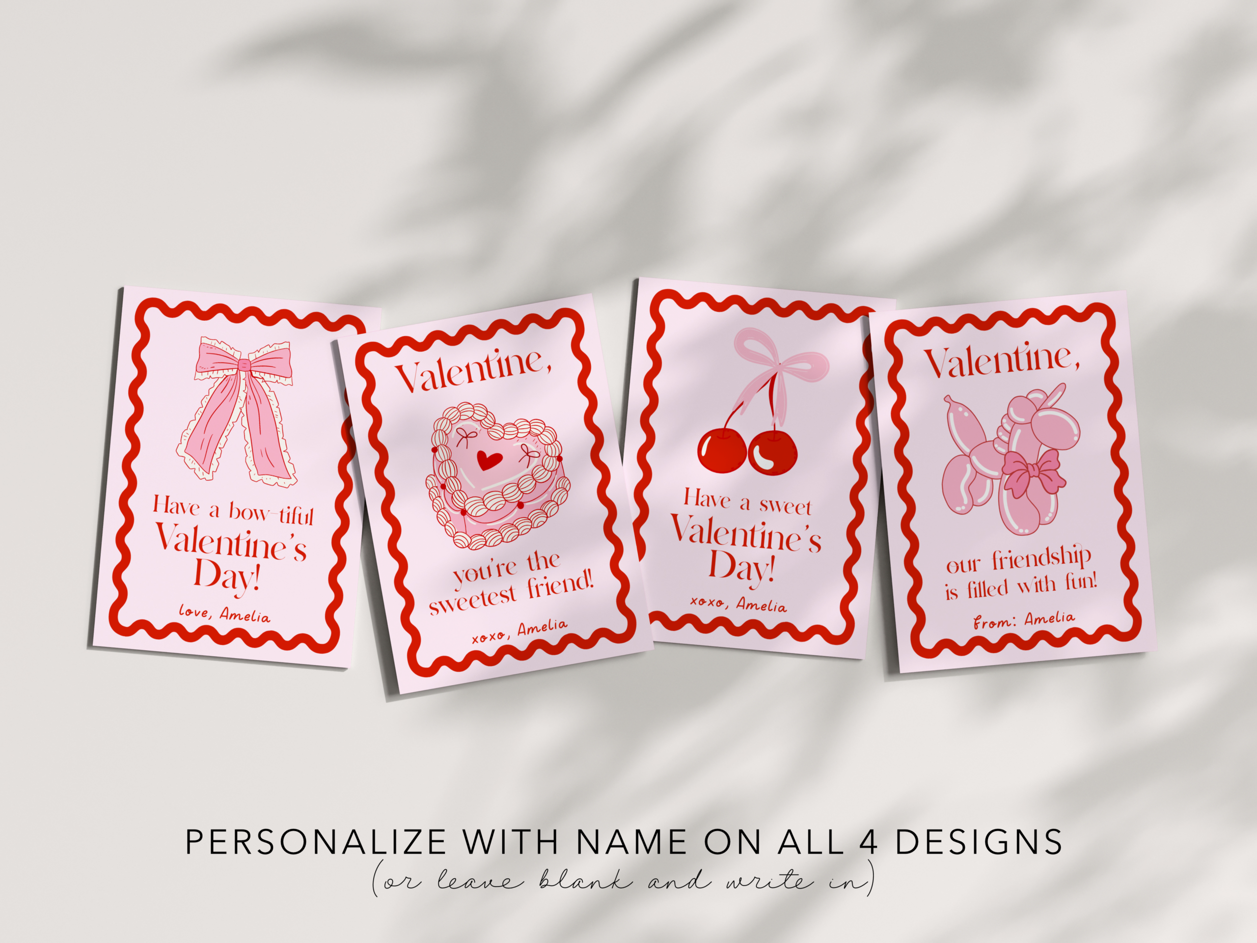 Coquette Valentine Cards - EDITABLE TEMPLATE - Image 2