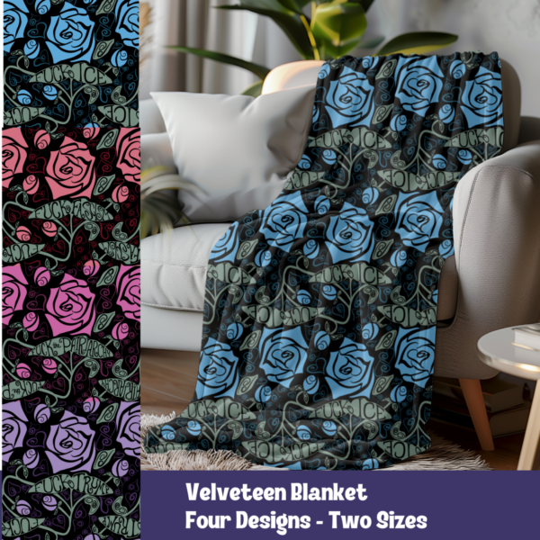 Velveteen Blanket. Roses, Hearts, & Activism – Adult Language