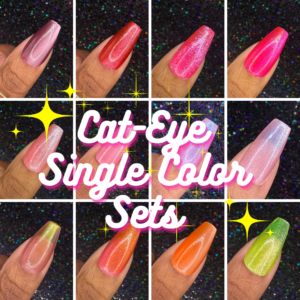 Single Solid Cat-Eye Color Sets *Choose Your Color* - Hand-painted Reusable Press-On Nail Extensions 10 pcs