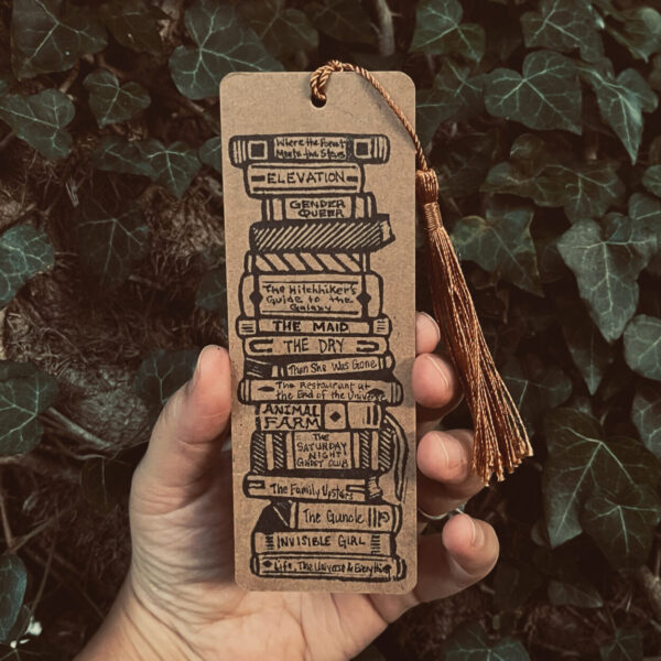 Fill-In Bookmark for The 14 Books Challenge (Stacked Books Version)