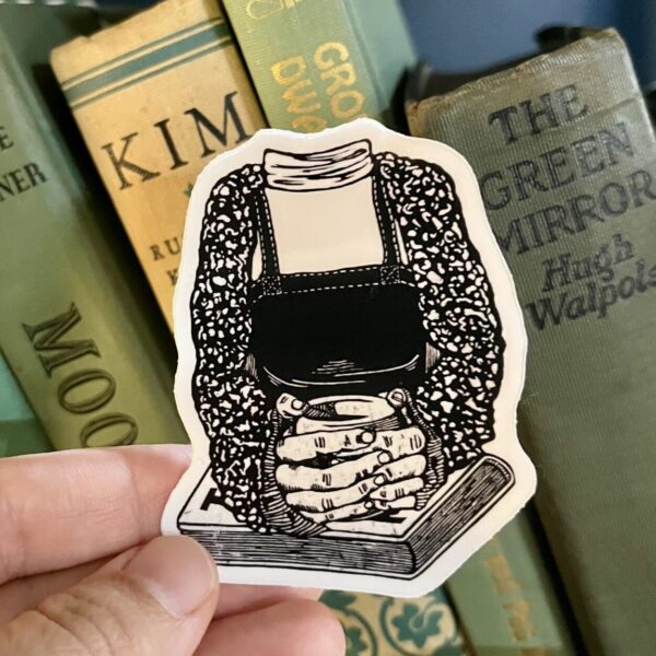 Hot Drink and a Book Sticker – weatherproof adhesive, UV protective laminate