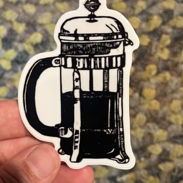 French Press Sticker – weatherproof adhesive, UV protective laminate