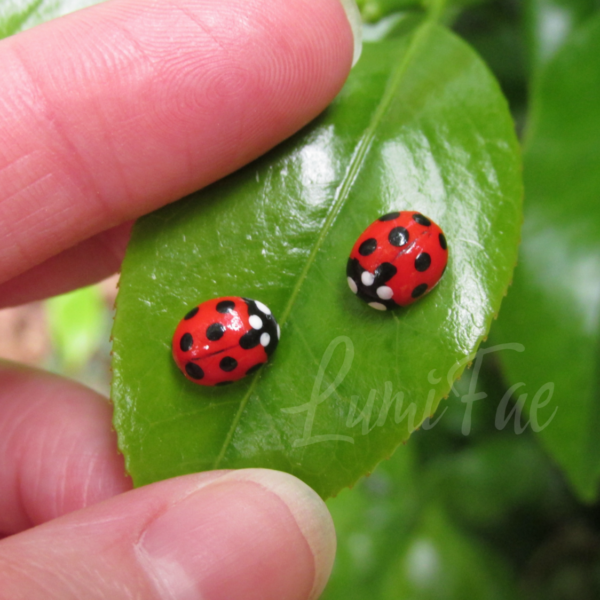 Realistic Ladybug Earrings: Hypoallergenic Studs, Polymer Clay, Handmade – LumiFae