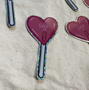 Suck It Heart Lollipop Sticker (Glitter)