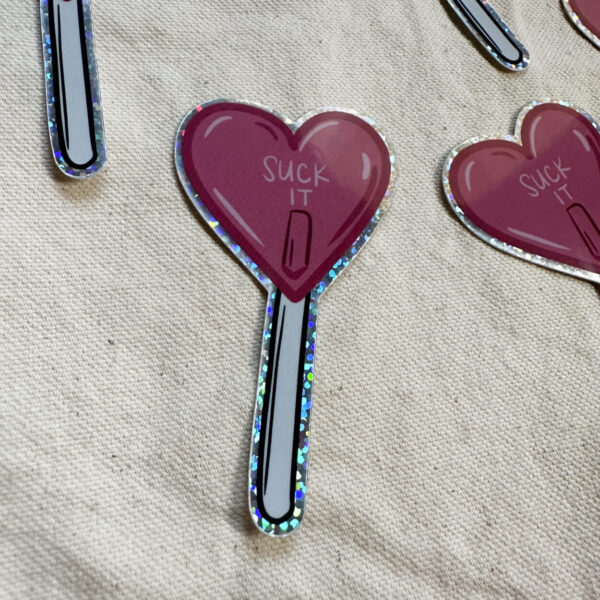 Suck It Heart Lollipop Sticker (Glitter)