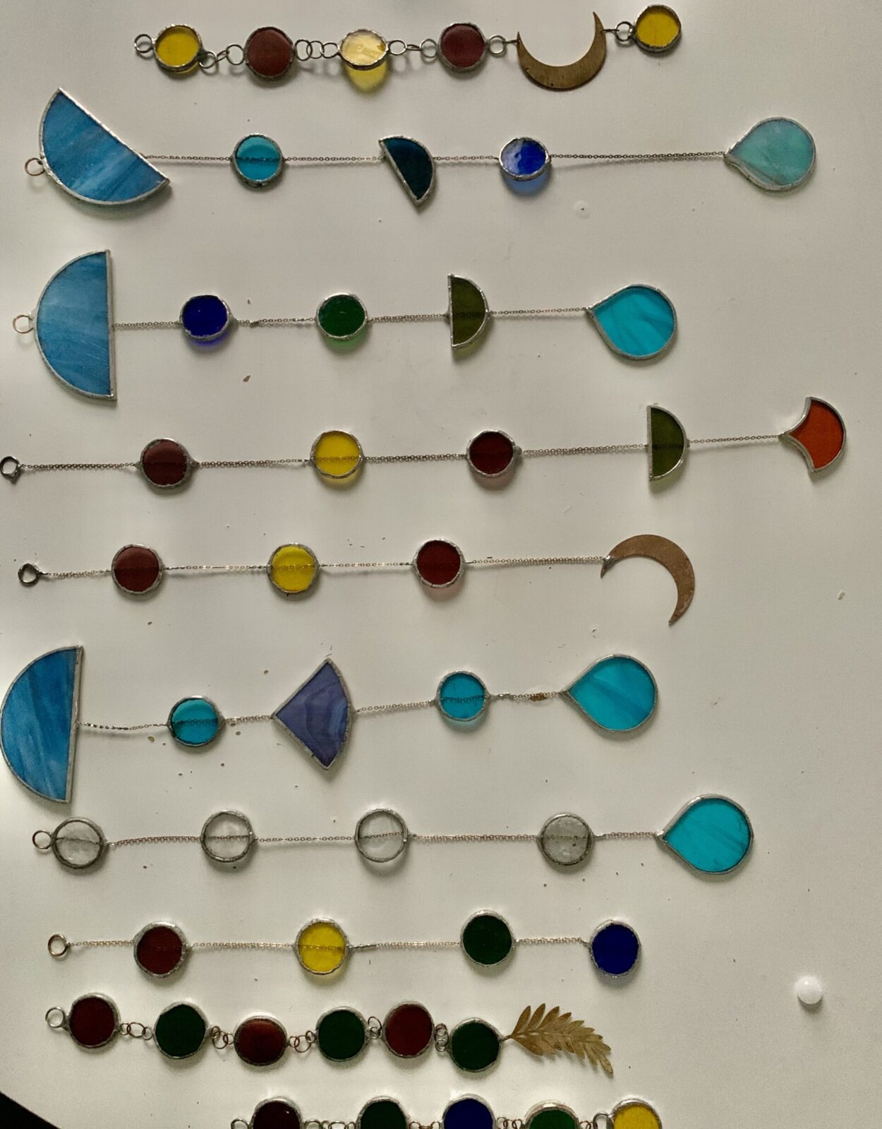 Stained glass mobiles multicolored