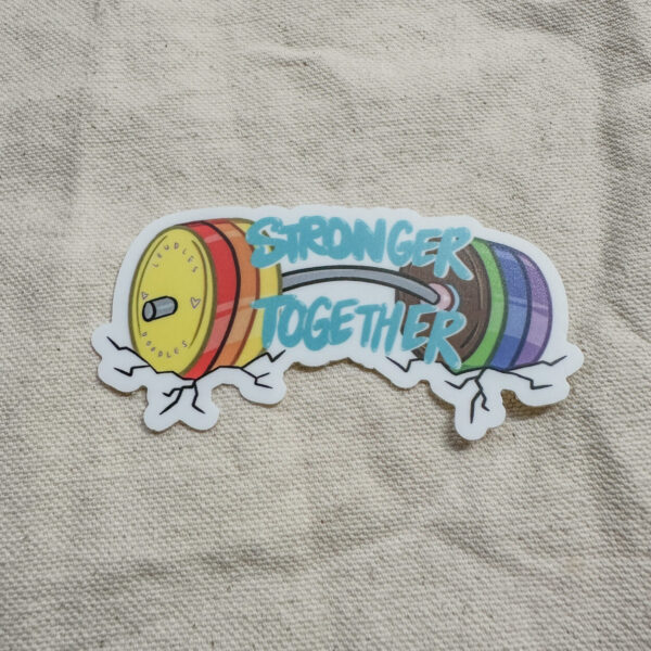 Stronger Together Subtle Pride Barbell Sticker (Matte)