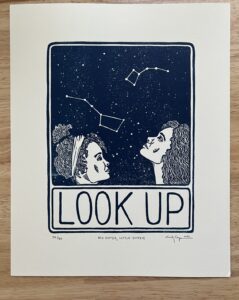 “Big Dipper, Little Dipper” Limited Edition Linocut Print - look up artwork, block print