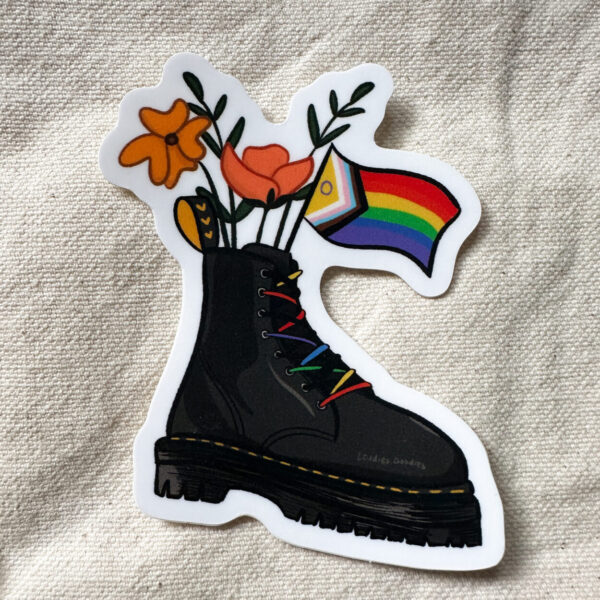 Pride Flag Combat Boot Bouquet Sticker (Matte)
