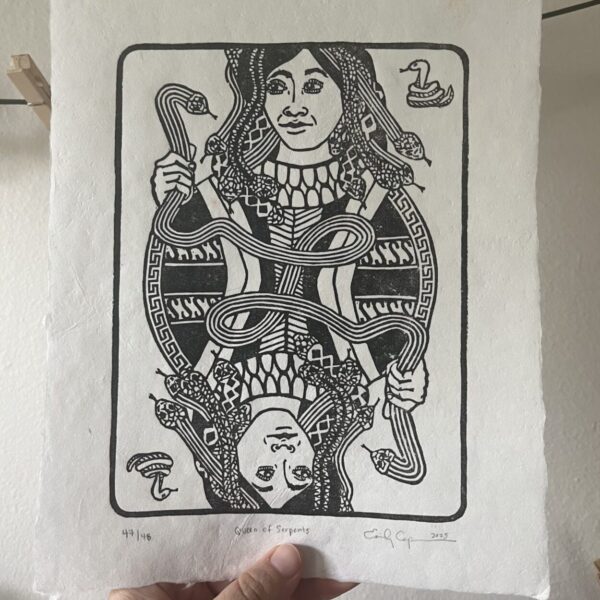 “Queen of Serpents” Original Limited Edition Linoleum Block Print