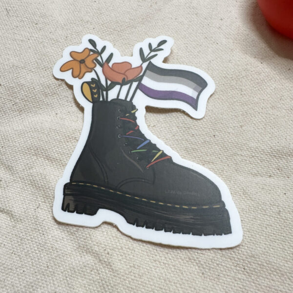Asexual Flag Combat Boot Bouquet Sticker (Matte)