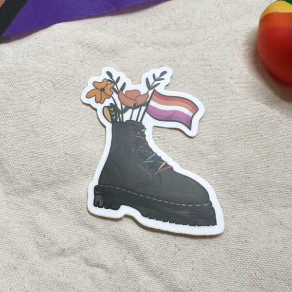 Lesbian Flag Combat Boot Bouquet Sticker (Matte)
