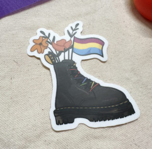 Pansexual Flag Combat Boot Bouquet Sticker (Matte)