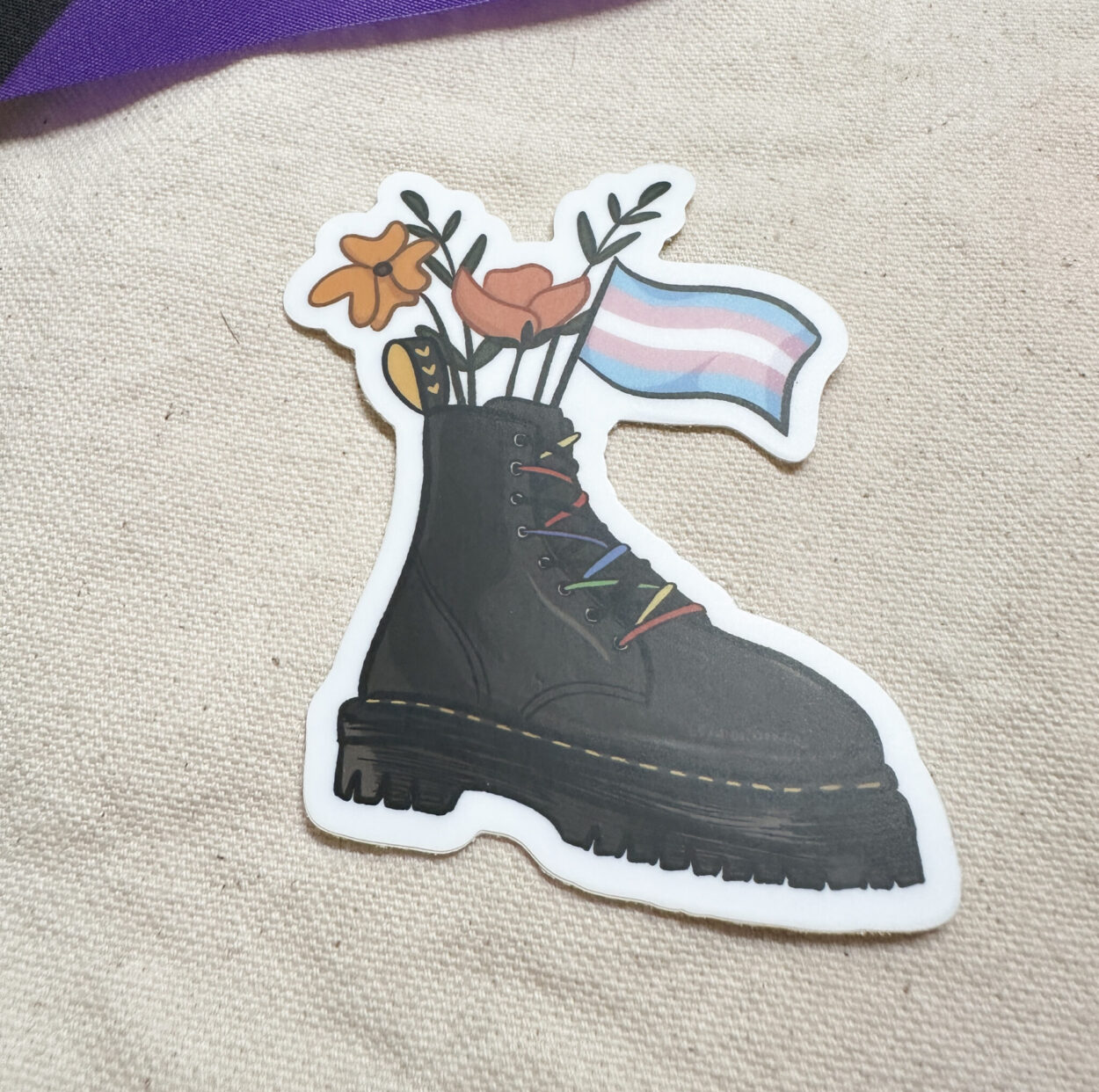 Transgender Flag Combat Boot Bouquet Sticker (Matte)