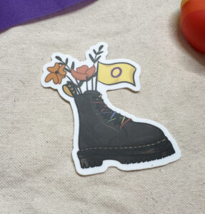 Intersex Flag Combat Boot Bouquet Sticker (Matte)
