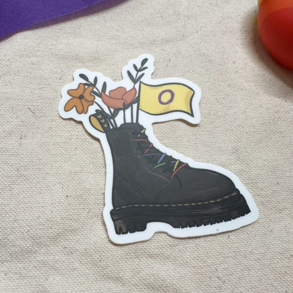 Intersex Flag Combat Boot Bouquet Sticker (Matte)
