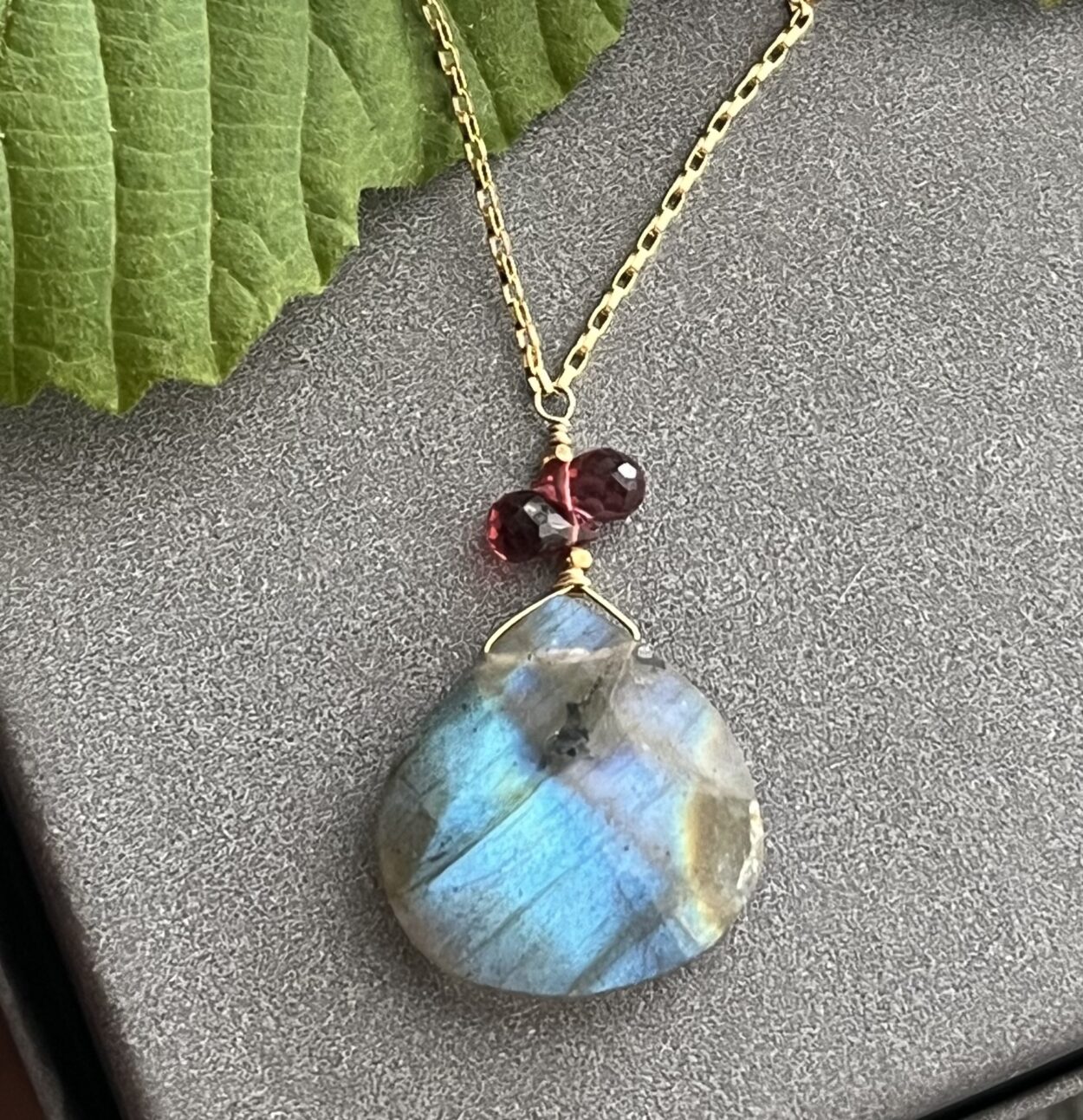 Labradorite and Garnet Pendant