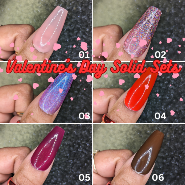 Valentine’s Day Pink and Red Single Color Sets *Choose Your Color* – Hand-painted Reusable Press-On Nail Extensions 10 pcs
