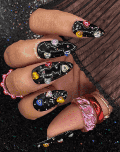 Bits & Baubles - Black Rainbow Heart Press-On Nail Extensions 10pcs