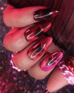 Heartstrings - Cat-Eye Heart Pink to Red Ombre Press-On Nail Extensions 10pcs