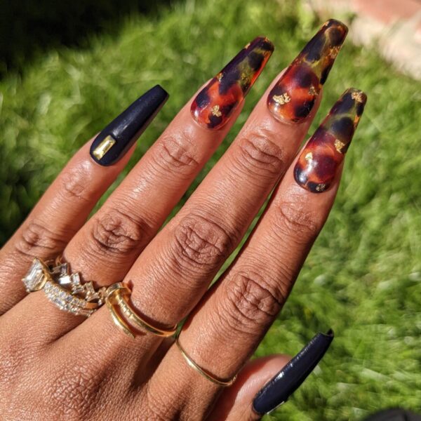 Hot Tortie – Tortoiseshell and Black False Press-On Nail Extensions 10pcs