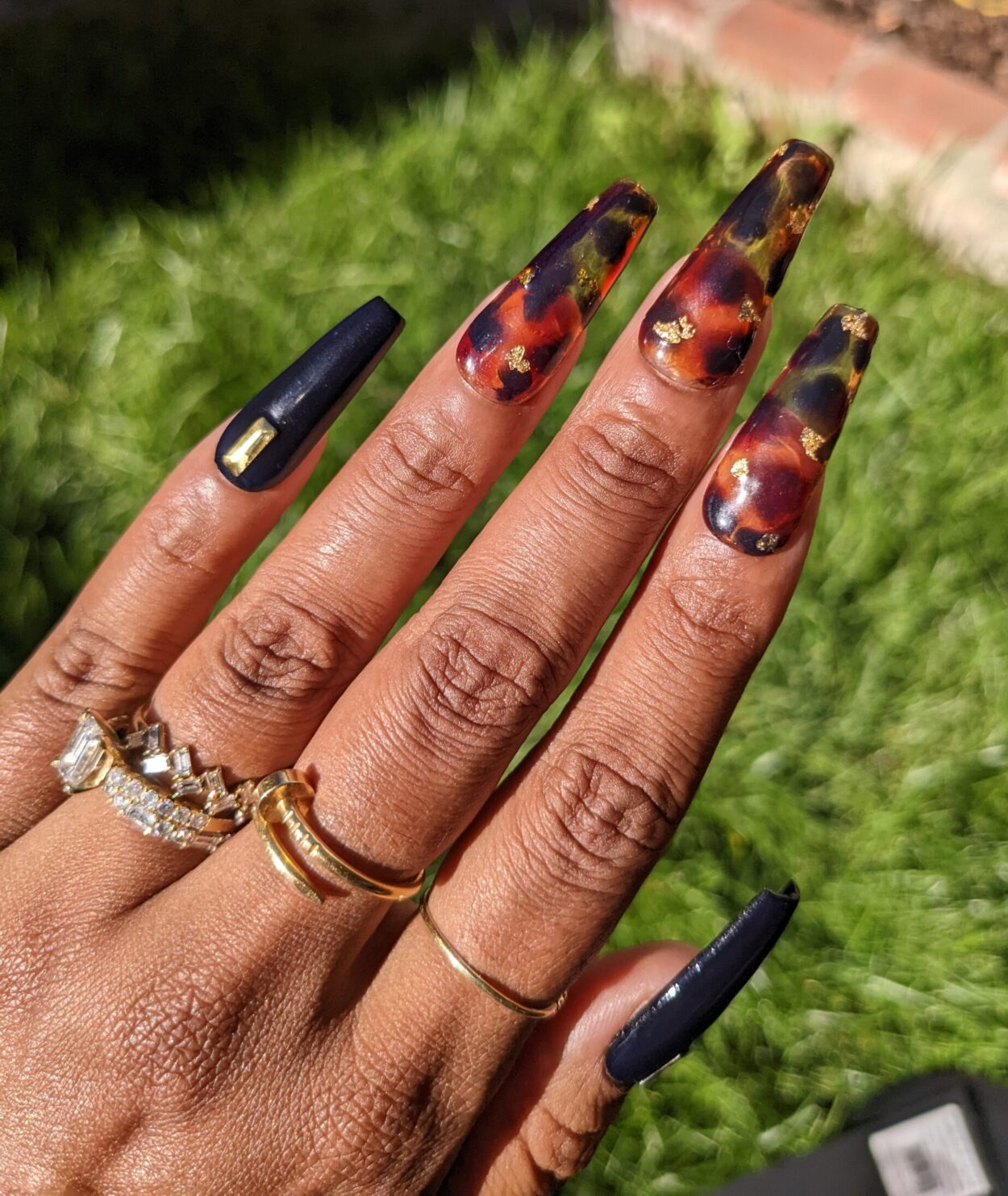 Hot Tortie - Tortoiseshell and Black False Press-On Nail Extensions 10pcs