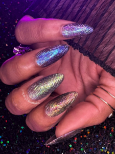 Lunar Static - Sheer Black Rainbow Holographic and 3D Textured Press-On Nail Extensions 10pcs