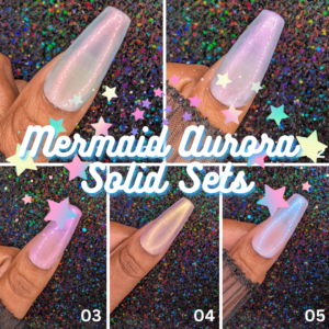 Mermaid Aurora Iridescent Single Color Sets *Choose Your Color* - Hand-painted Reusable Press-On Nail Extensions 10 pcs