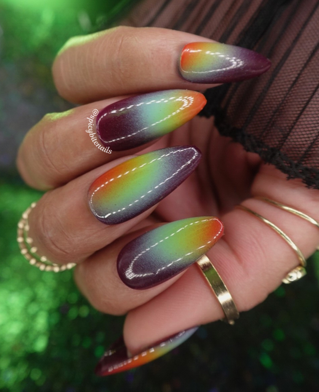Prism - Dark Rainbow Aura Press-On Nail Extensions 10pcs