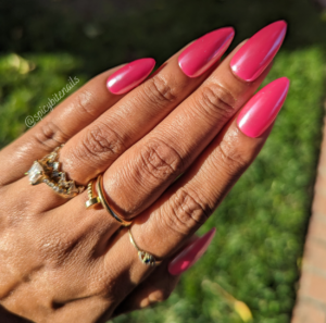 Raspberry Glazed Donut Nails - Dark Pink Pearl Chrome False Press-On Nail Extensions 10pcs