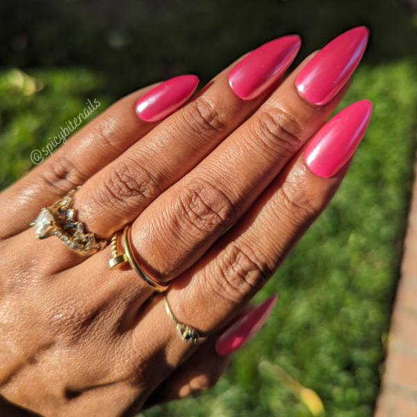 Raspberry Glazed Donut Nails – Dark Pink Pearl Chrome False Press-On Nail Extensions 10pcs