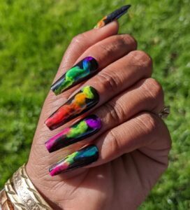 Smoker’s Delight - Neon and black smoke False Press-On Nail Extensions 10pcs