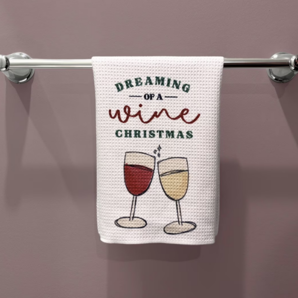 Dreaming of a Wine Christmas Kitchen Towel