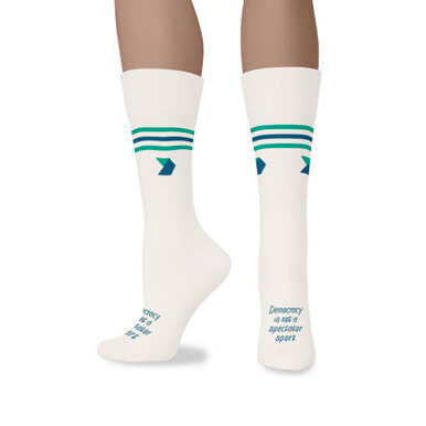 Democracy Forward “Democracy Is Not A Spectator Sport” White/Cream Crew Sock