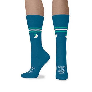 Democracy Forward “Democracy Is Not A Spectator Sport” Blue Crew Sock