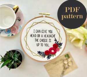 Head or a Headache // Embroidery PDF Pattern Download 6 inch
