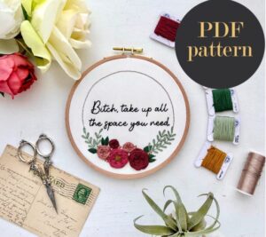 Take up space // Embroidery PDF Pattern Download 6 inch